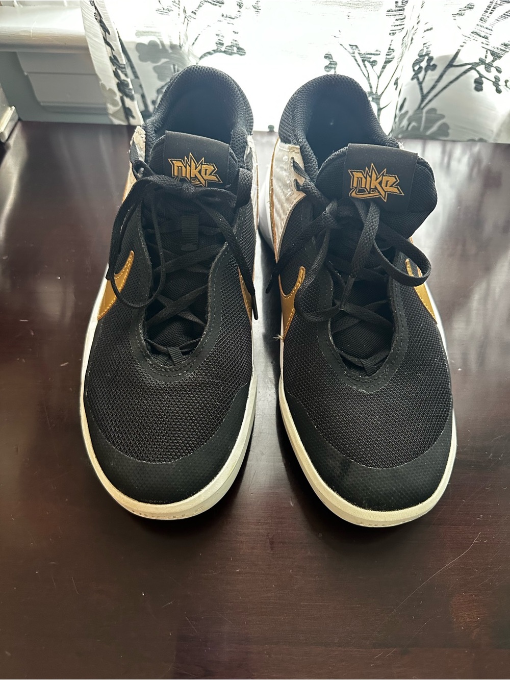 Nike Black, White and Gold Low-Top Sneakers - Picture 3 of 9
